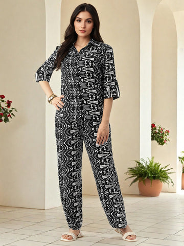 Printed Top & Trousers Co-Ord Set