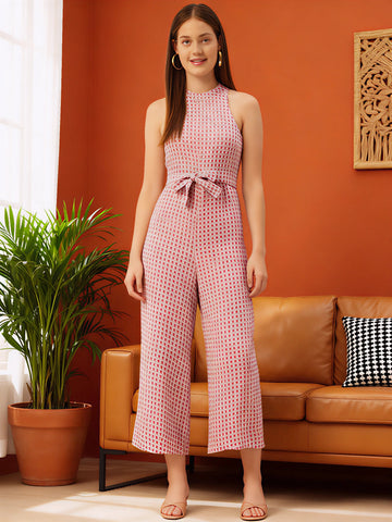 Sleek Italia Checked Culotte Jumpsuit
