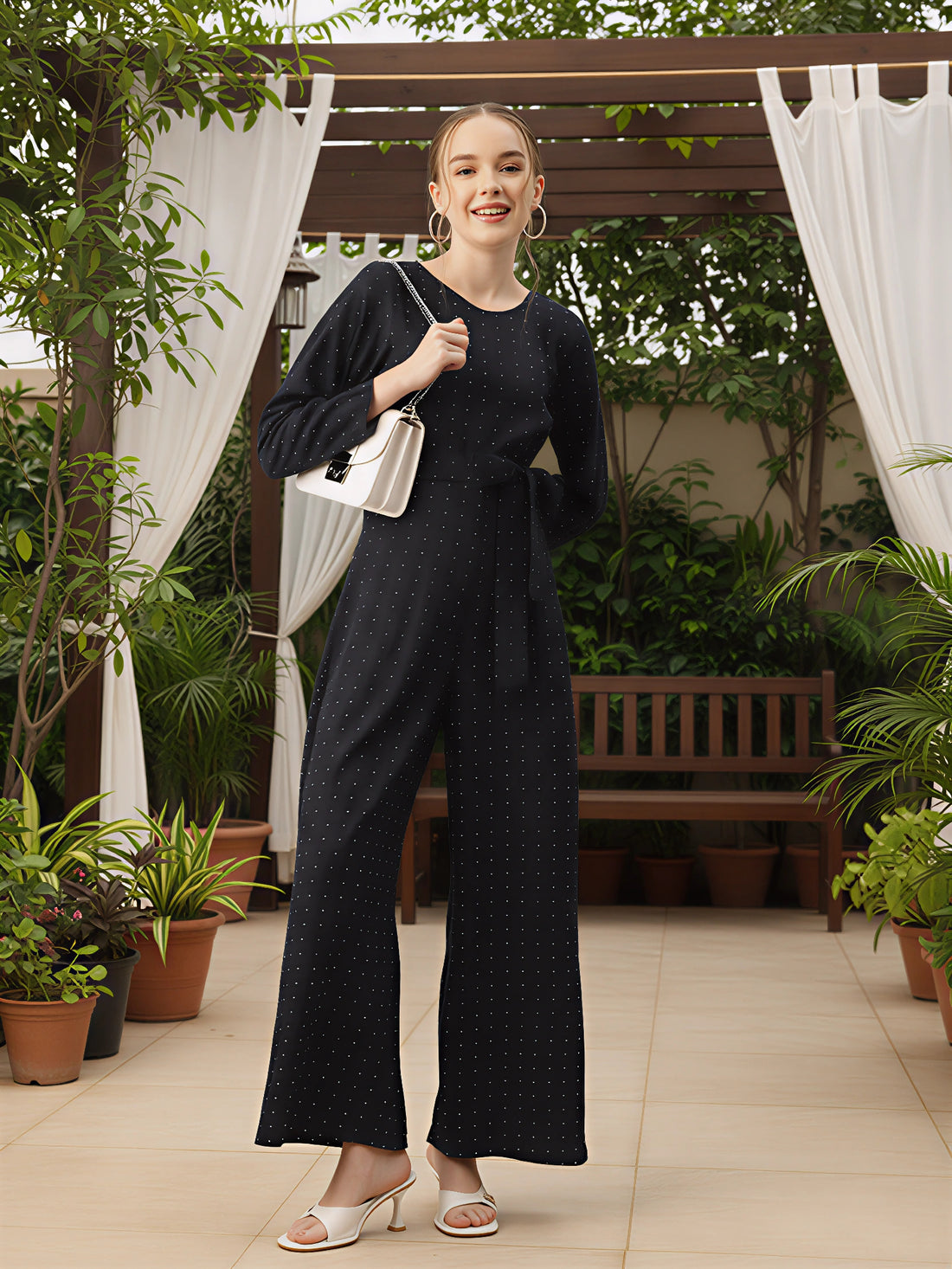 Sleek Italia Polka Dots Printed Basic Jumpsuit