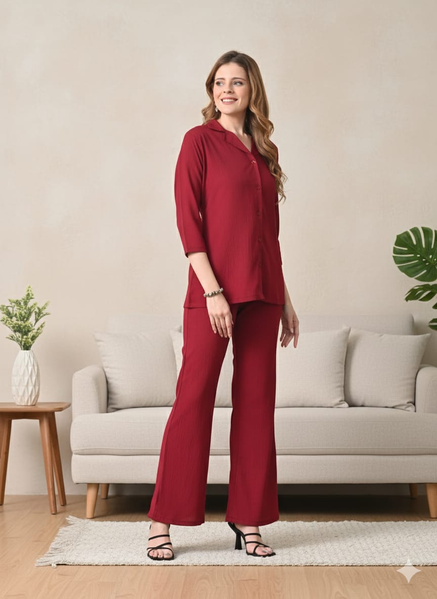 Sleek Italia Shirt Collar Shirt & Trousers Co-Ords