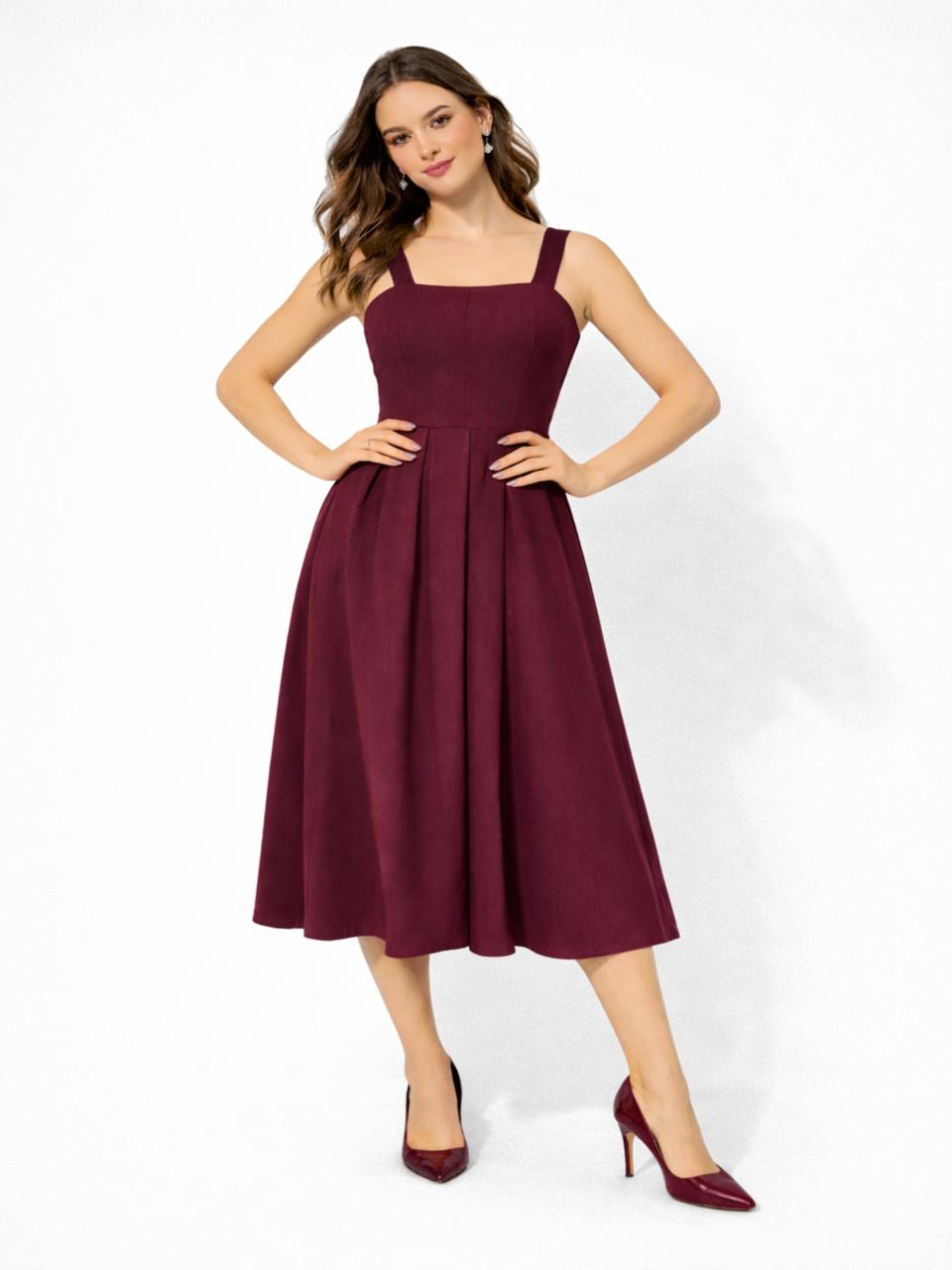 Sleek Italia Crepe Fit & Flare Midi Dress