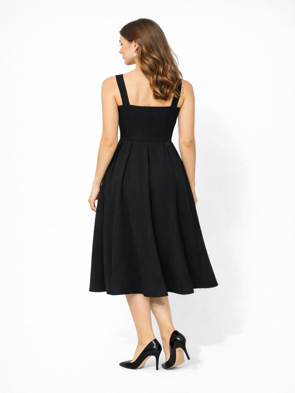 Sleek Italia Crepe Fit & Flare Midi Dress