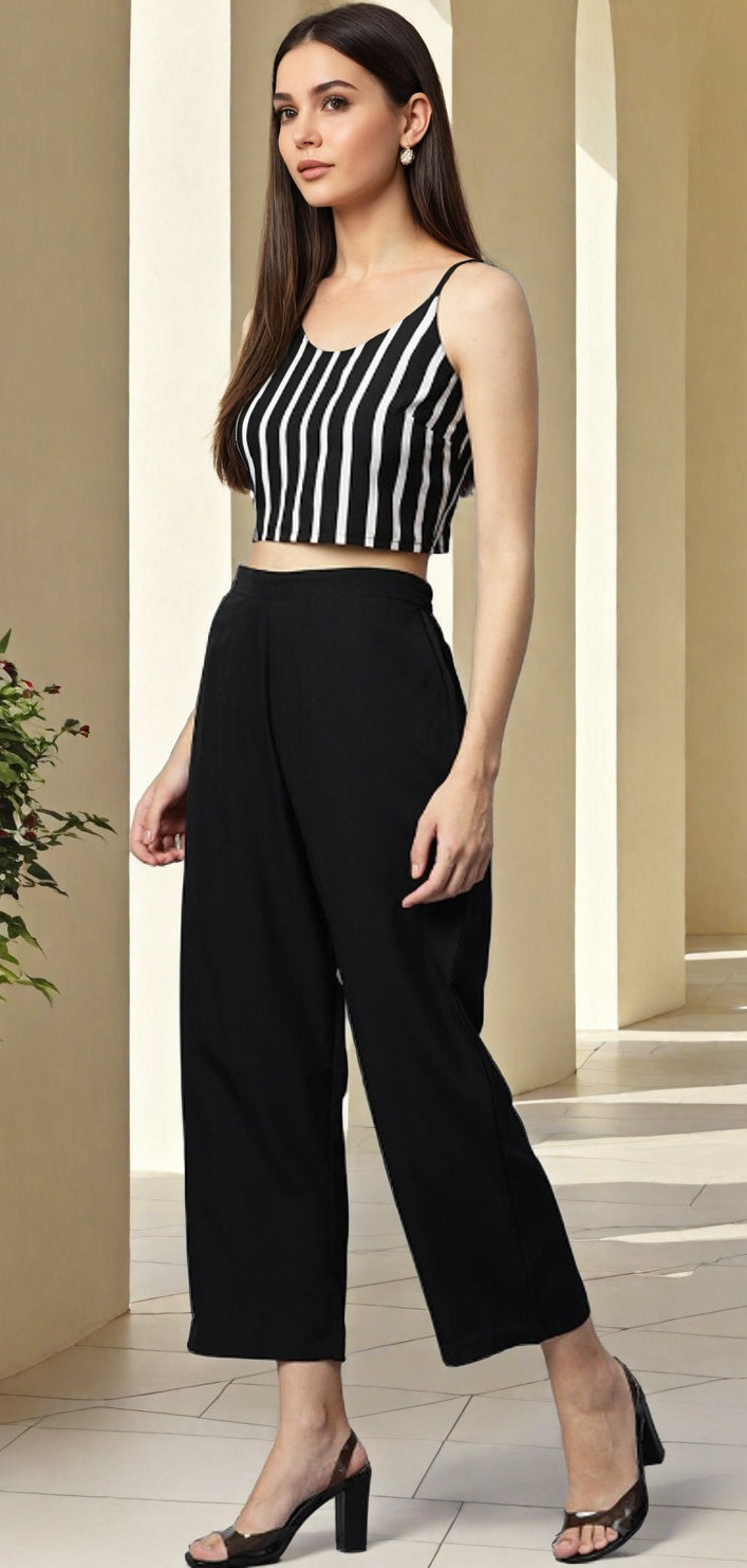 Striped Jumpsuit With Tie Up